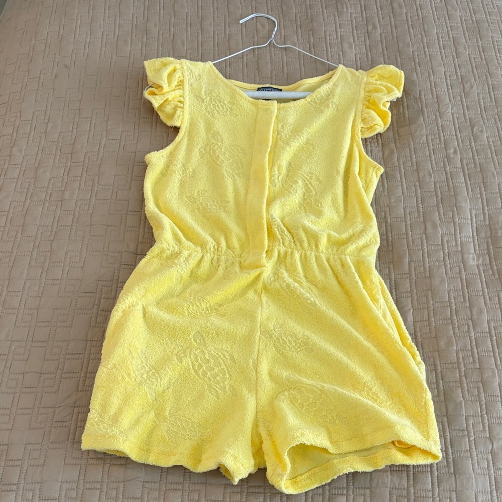 Vilebrequin Yellow Terry Girls' Ruffle Sleeve Romper